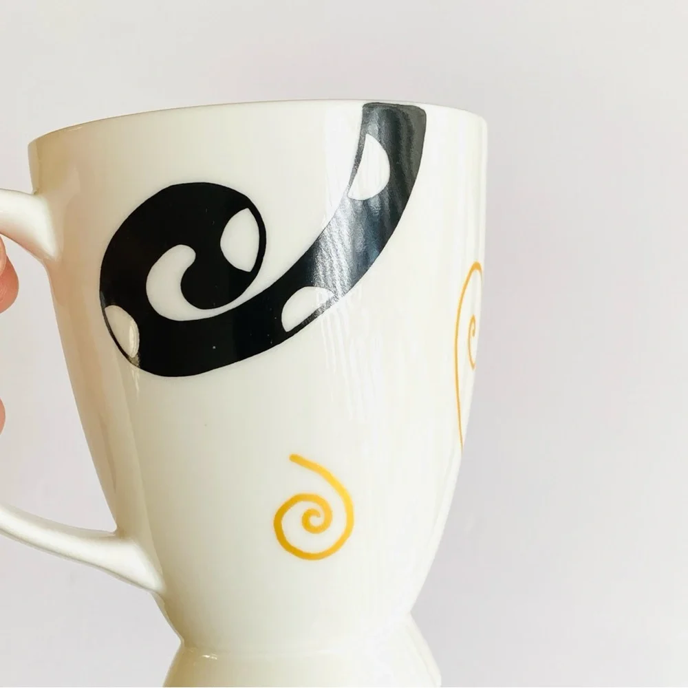 Great Shakes Fine Bone China Cat Mug Whimsical Black Cat Tea Mug Art Deco Style